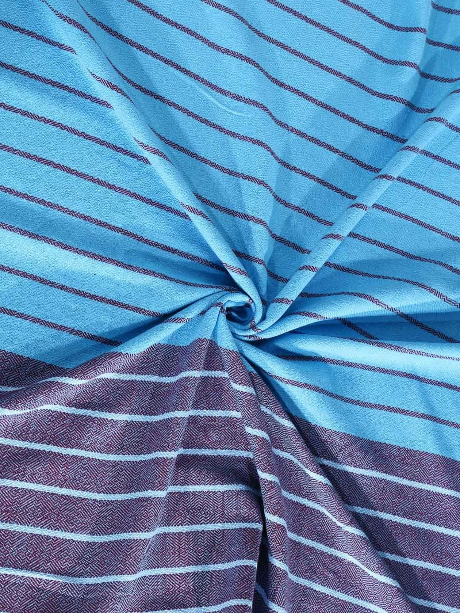 Klotthe Striped Blue 300 TC Cotton Rectangle 6-Seater Table Cover