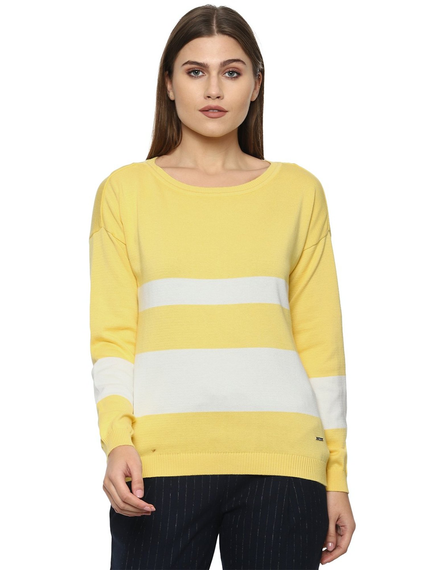 Van Heusen Yellow Round Neck Sweater