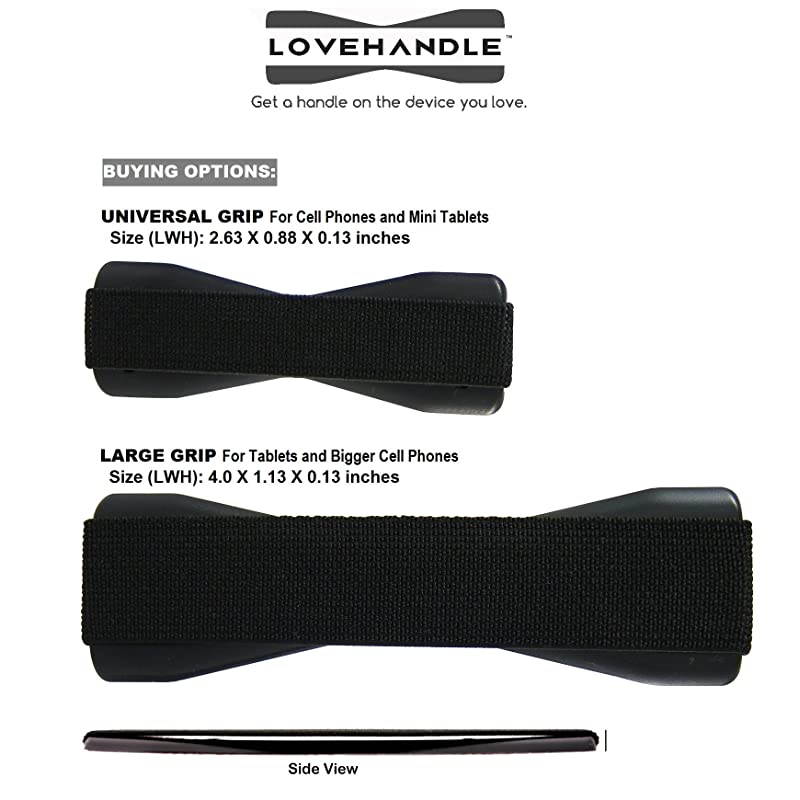 Universal Grip For Smartphone and Mini Tablet BLACK Elastic Strap with Black Base
