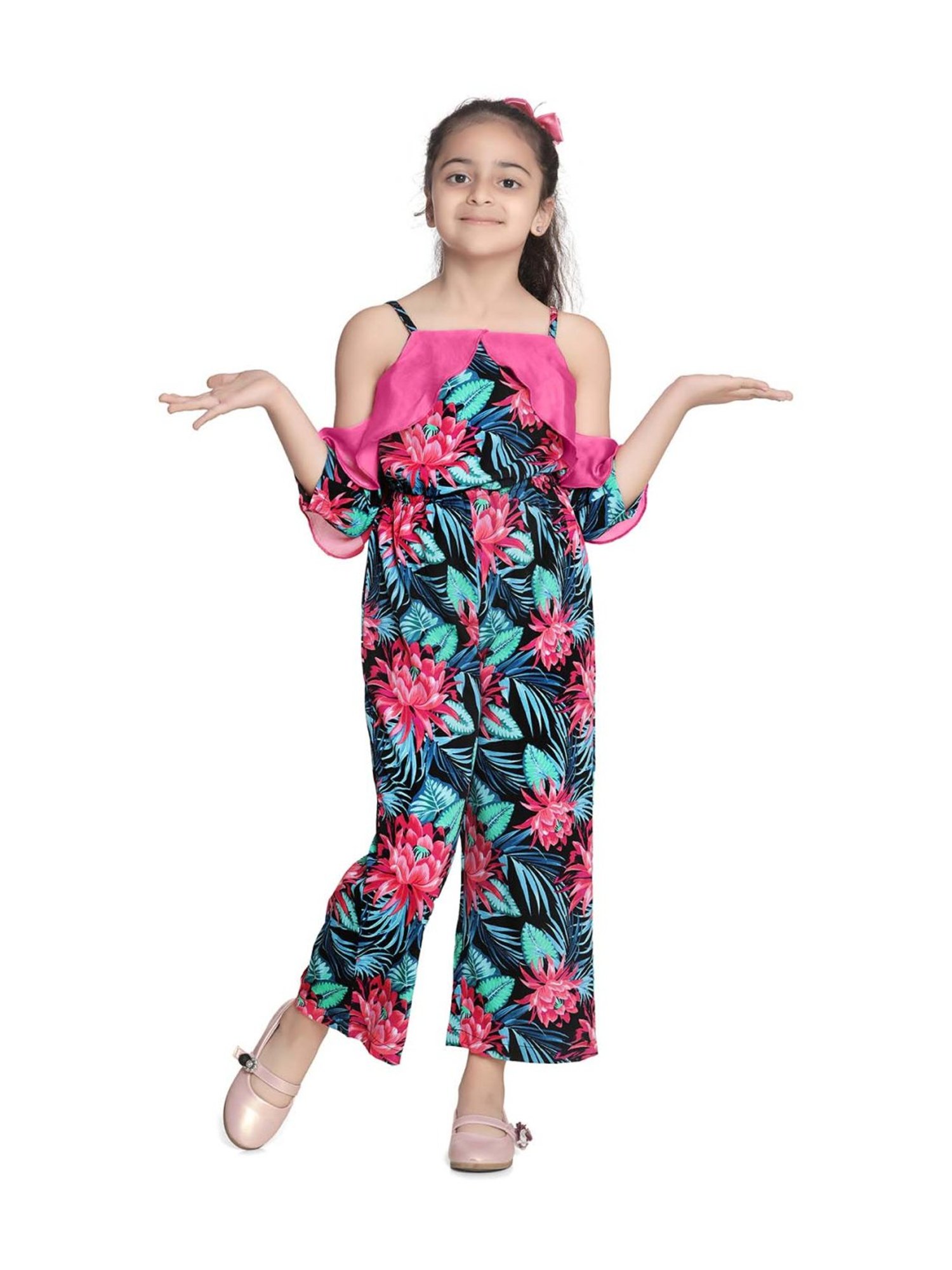 StyleStone Kids Multicolor Floral Print Jumpsuit