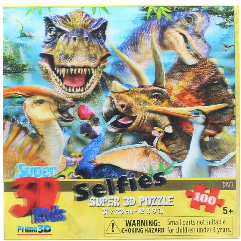 The Zoofy Group LLC Dinosaur Selfie 100 Piece Super 3D Kids Jigsaw Puzzle