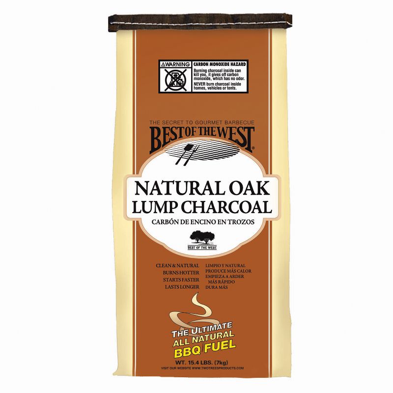 Best of the West All Natural Oak Hard Lump Charcoal for Outdoor Barbecue Grill Cooking, 15.4 Pound Bag (2 Pack)