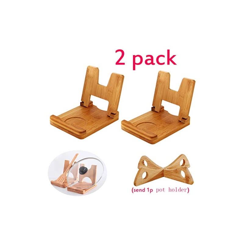 Lid and Spoon Rest.Folding Bamboo Pot lids Holder.Simple Bamboo Lid Rack.Spoon Rest Shelf Foldable (Lid and Spoon Rest-2pack)