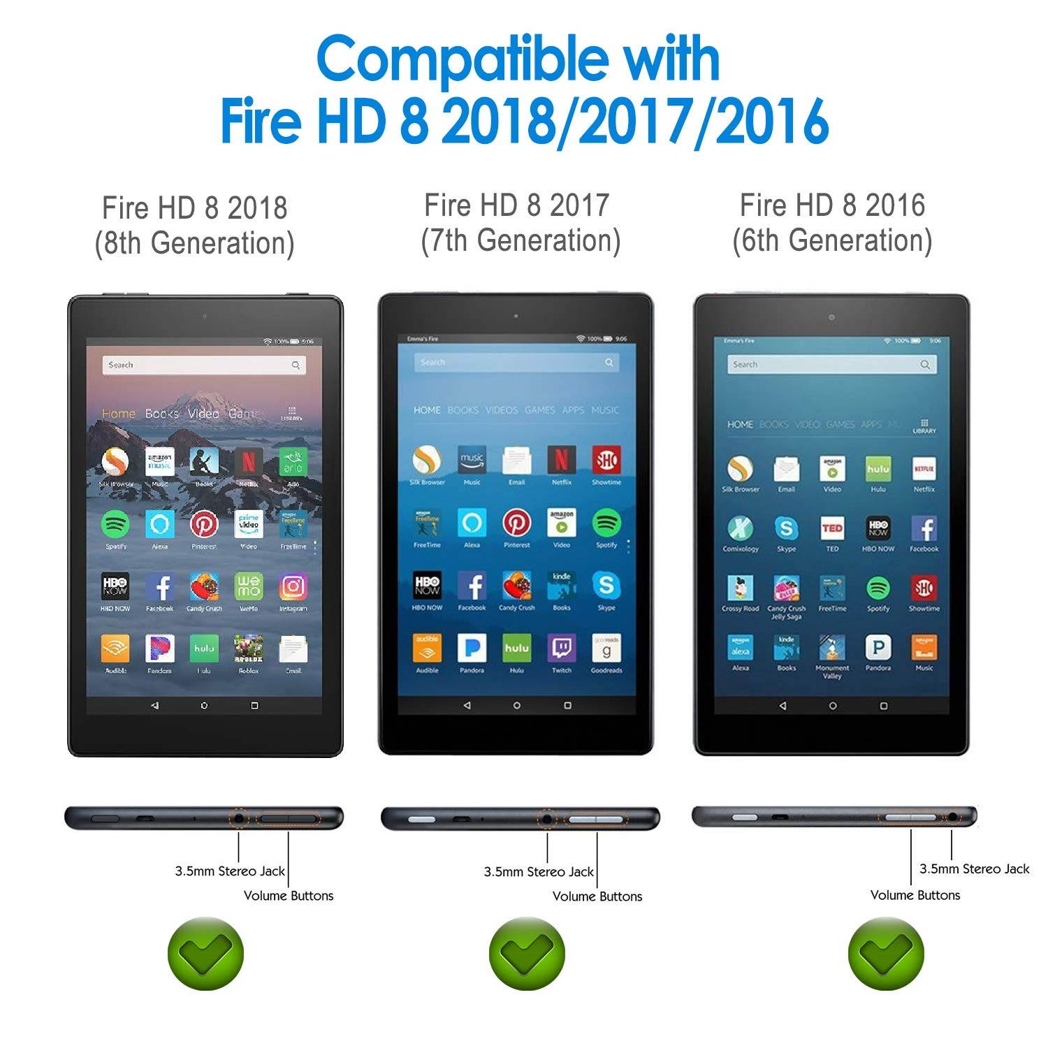 JETech Case for Amazon Fire HD 8 Tablet (8th / 7th / 6th Generation - 2018, 2017 and 2016 Release) Smart Cover with Auto Sleep/Wake (Black)