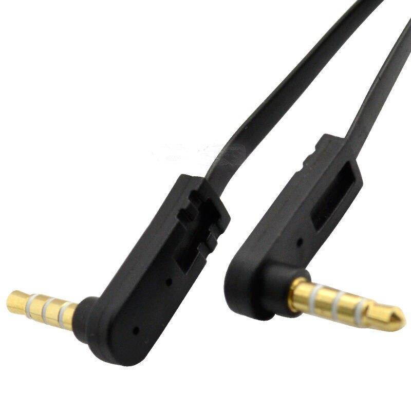 3.5mm male to male 4 pole 3 ring angled flat Audio Aux Auxiliary Cable 1m