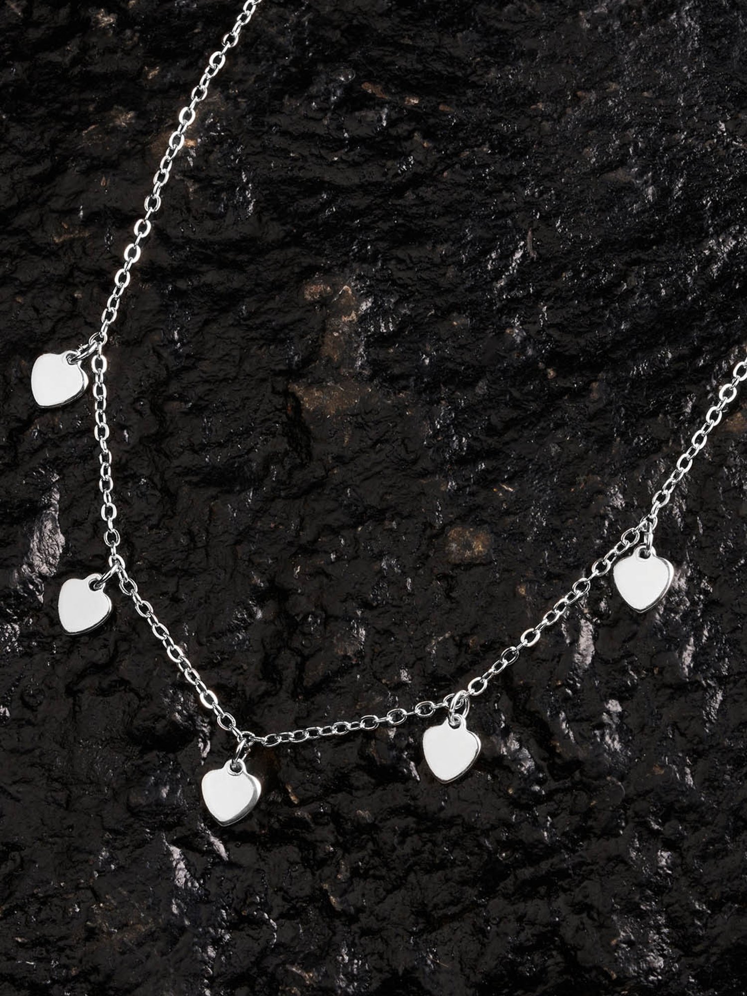 Accessorize London Silver Heart Station Necklace for Women