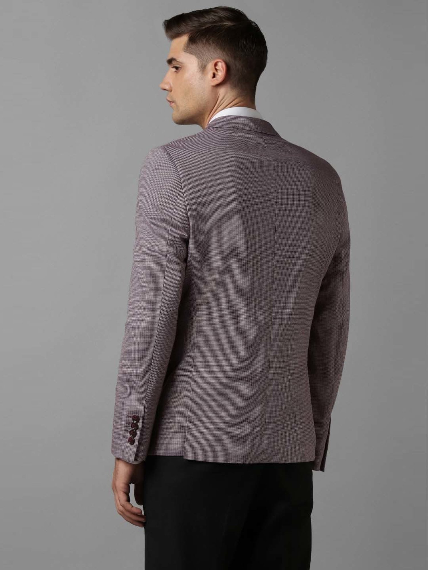 Louis Philippe Purple Cotton Slim Fit Texture Blazer