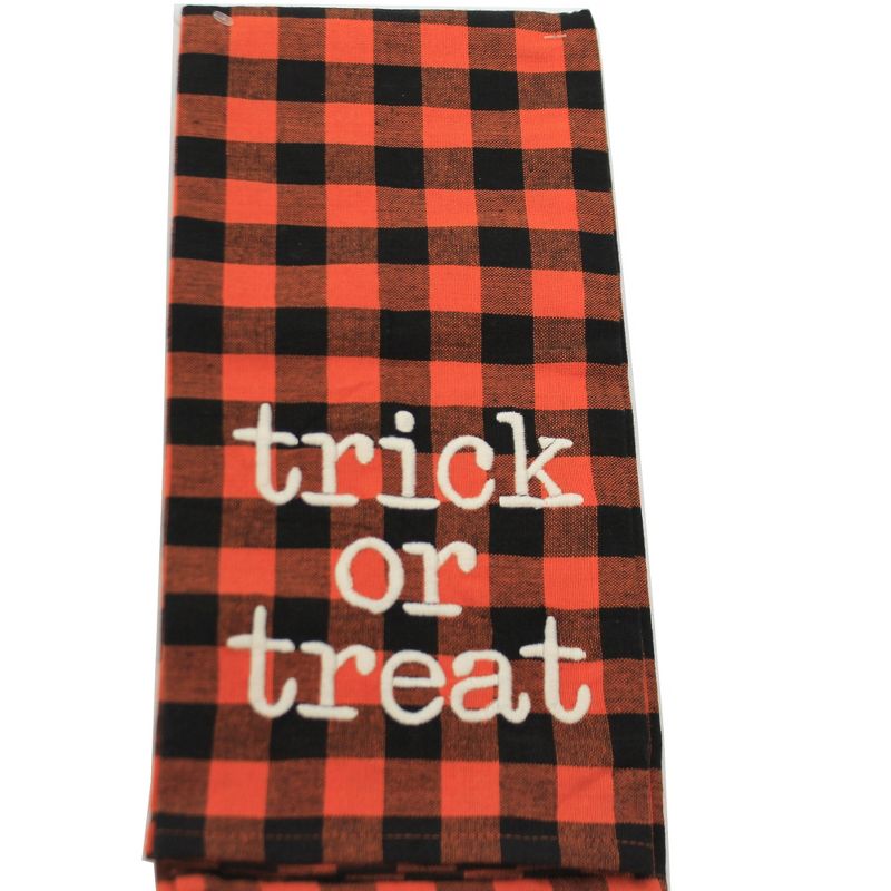 Tabletop 28.0" Checkered Halloween Towels S/2 100% Cotton Kitchen Clean Up Primitives By Kathy  -  Kitchen Towel