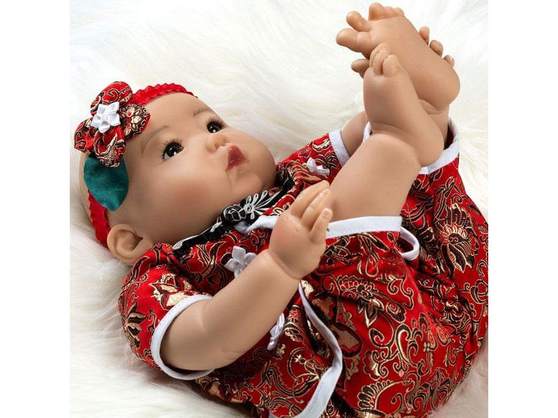 Paradise Galleries Lifelike Reborn Baby Doll Mei, 20 inch Girl in GentleTouch Vinyl & Weighted Body, 4-Piece Set