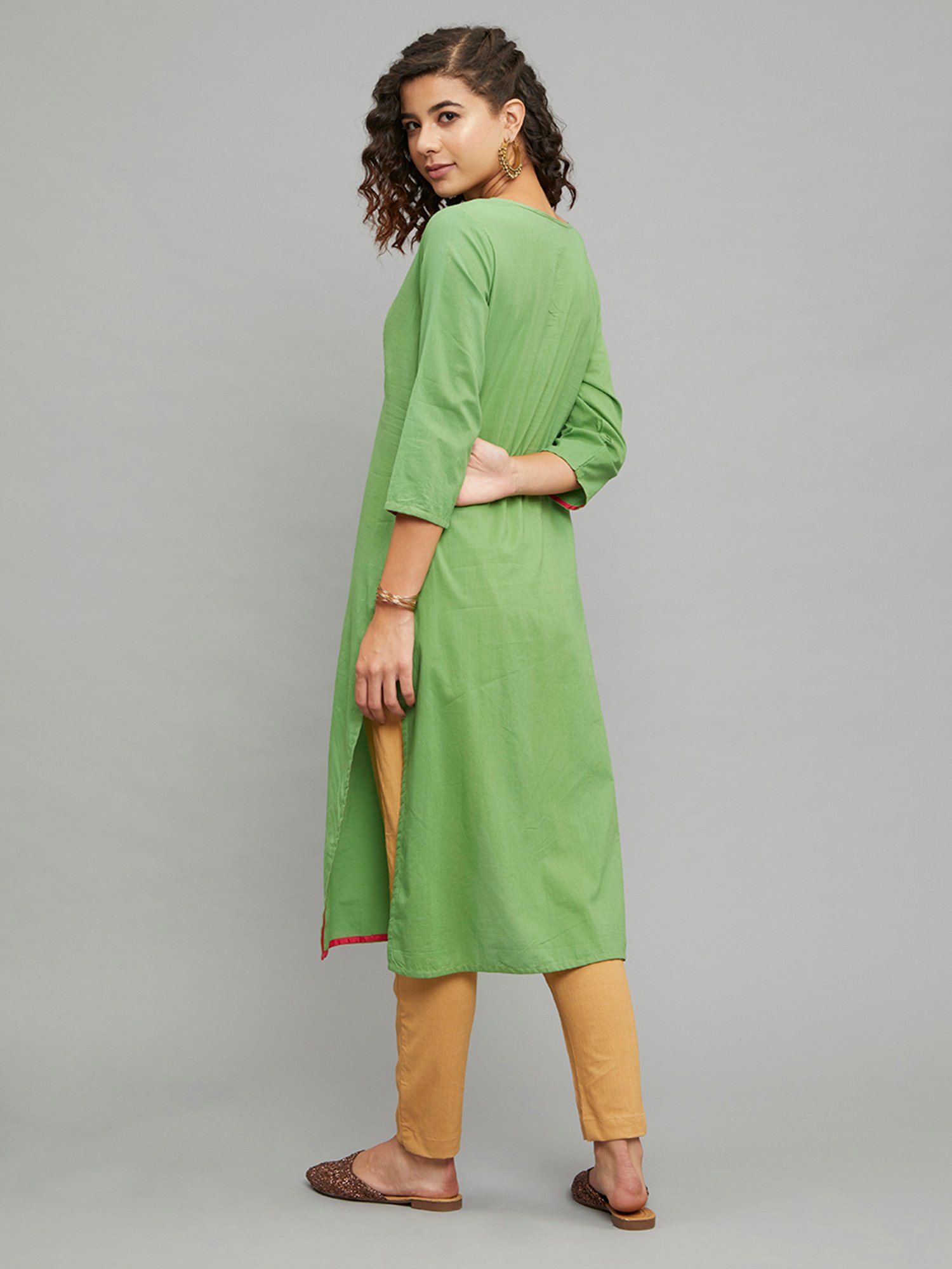 paislei Green A Line Kurta