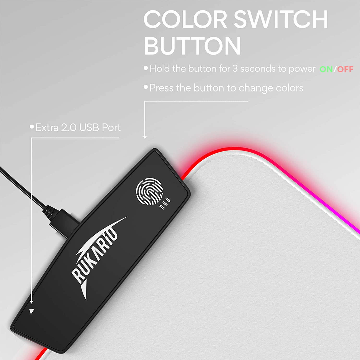 White RGB Gaming Mouse Pad | Waterproof | Non-Slip Rubber Base | 15 Lighting Modes | Extra Large Mousepad 31.5 x 11.8 inches | XL XXL Computer Desk Mat | Soft Glowing LED Extended Mousepads