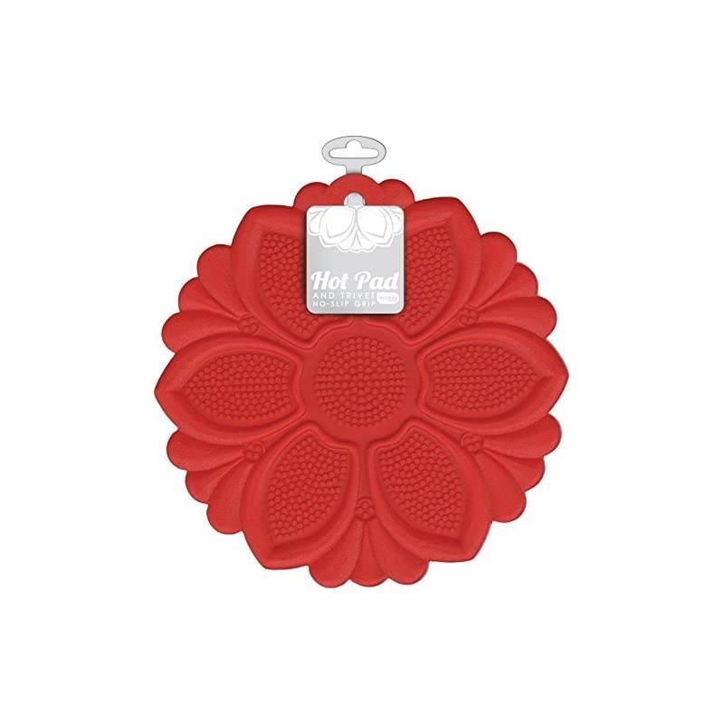 Red Silicone No-Slip Grip Hot Pad and Trivet
