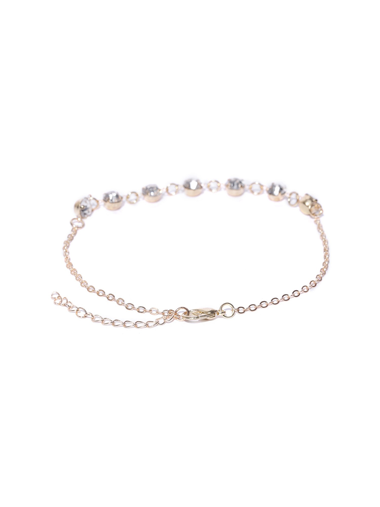 OOMPH Gold-Tone Crystal Delicate Fashion Stylish Latest Anklet for Women