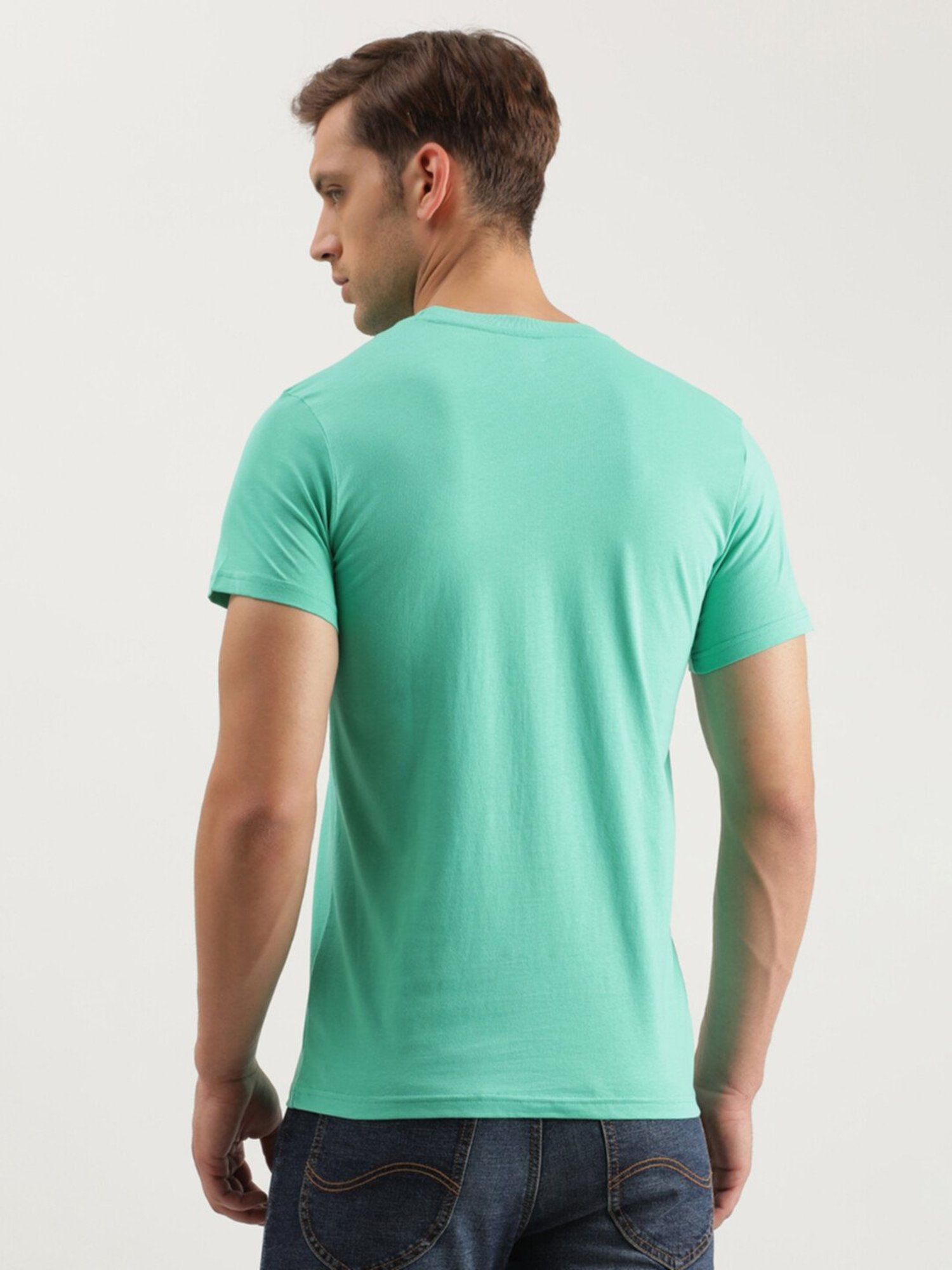 Lee Mint Green Slim Fit Graphic Print Crew T-Shirt