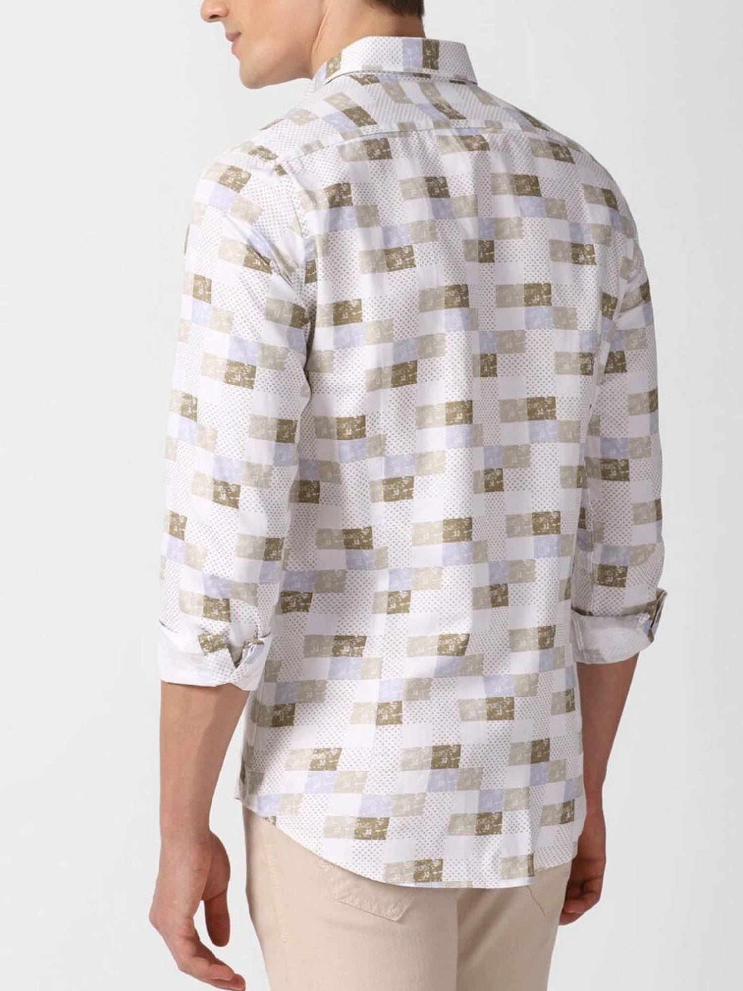 Simon Carter London White Printed Slim Fit Shirt