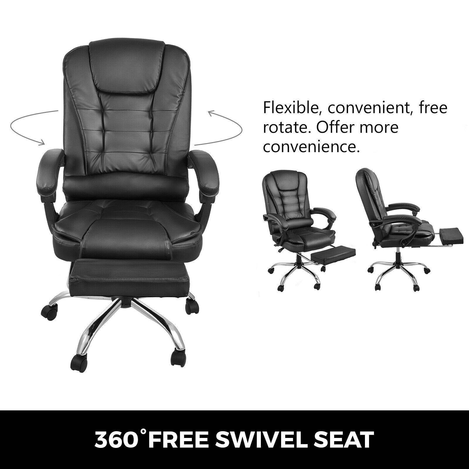 VEVOR Executive Office Chair with Footrest PU Leather Adjustable Reclining Computer Chair