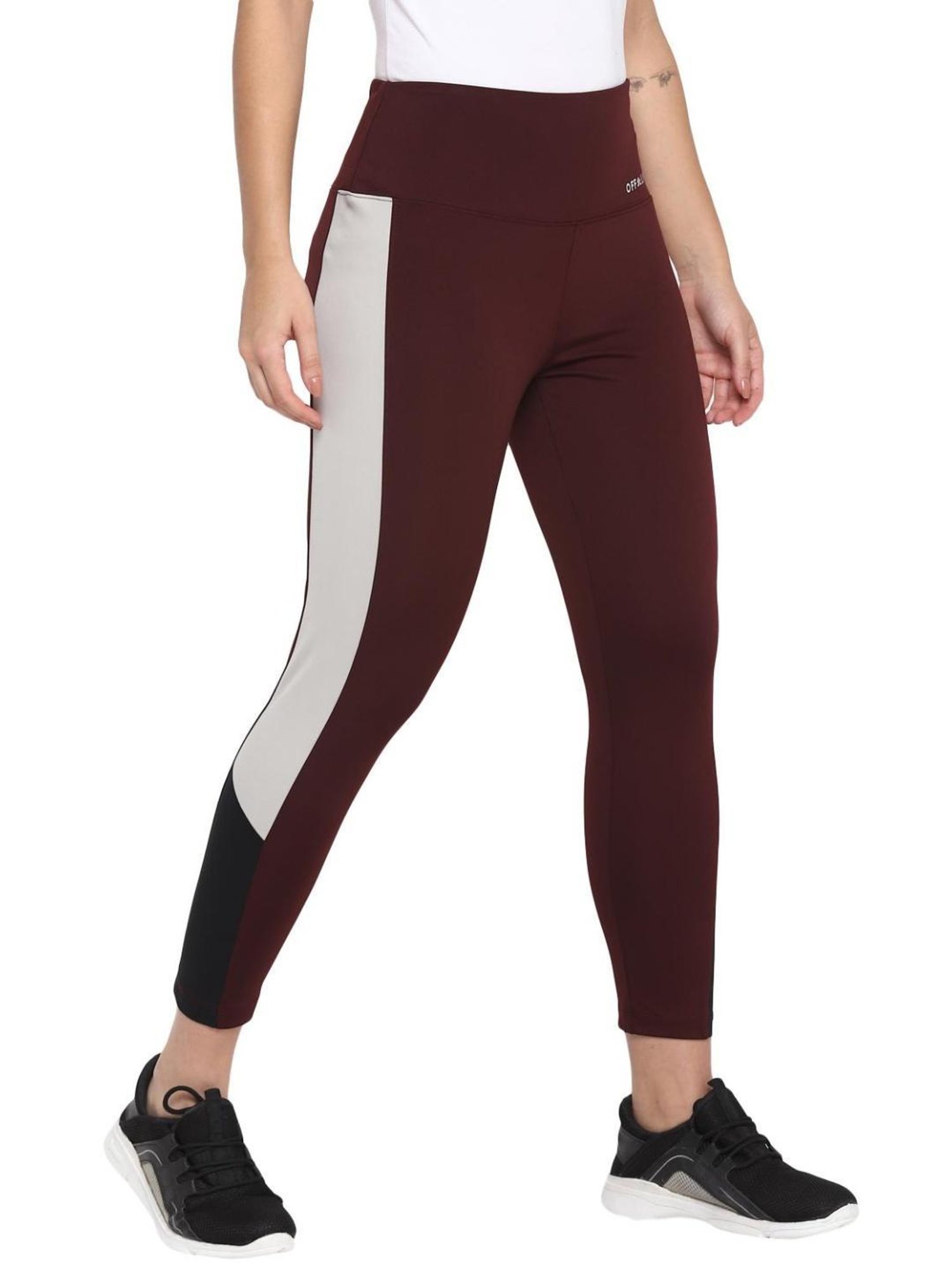 OFF LIMITS Maroon Color Blocked Tights