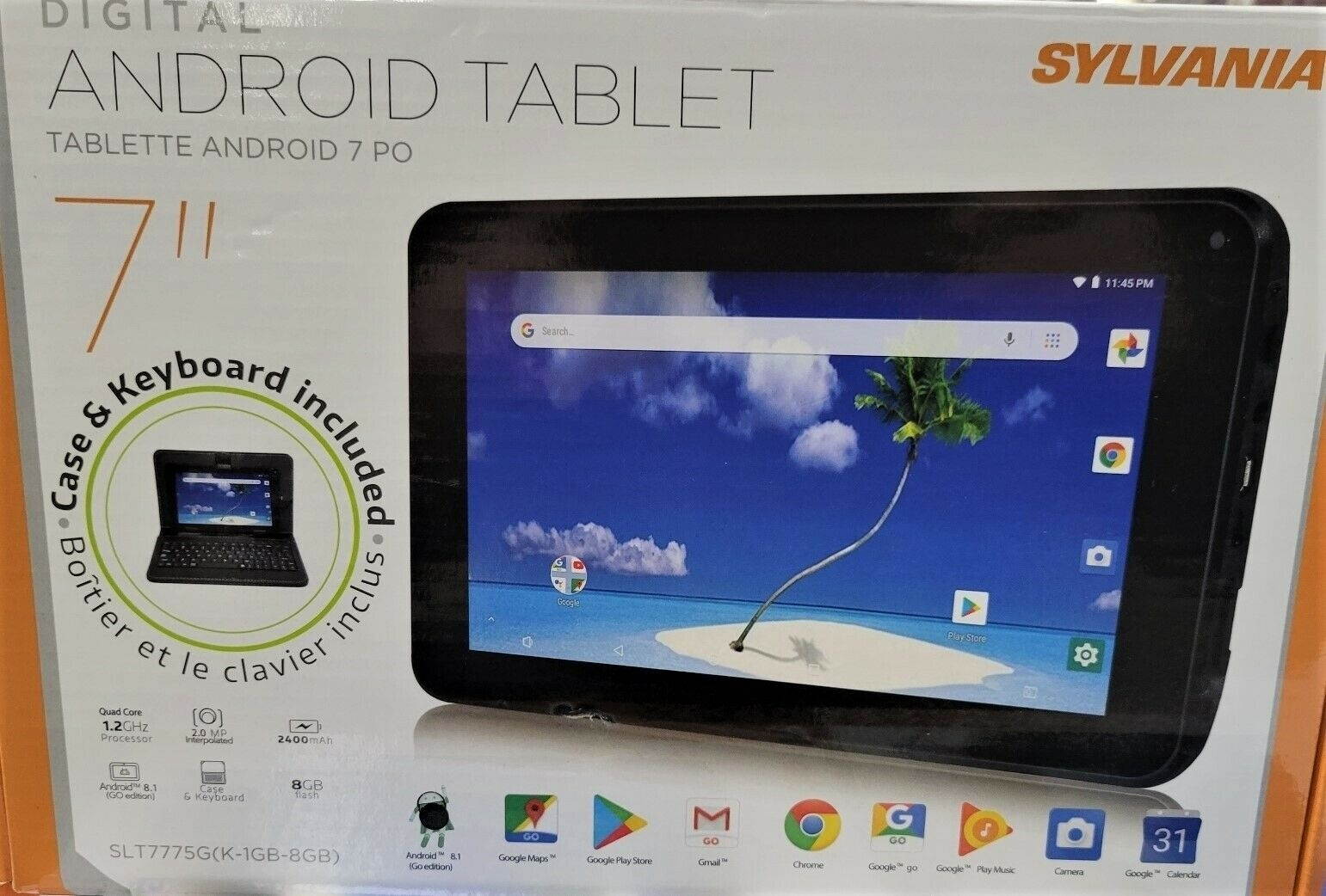 Sylvania 7" 1024 X 600 8GB Touchscreen Tablet Bundle w/ Keyboard Case SLT7775G