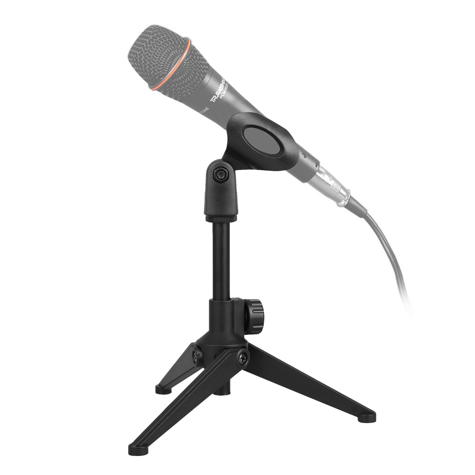 Universal Adjustable Desk Microphone Stand Portable Foldable Tripod MIC Tabletop Stand with Small Plastic Microphone Clip