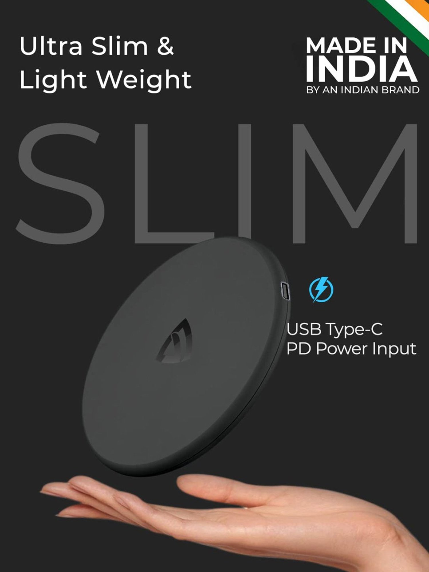 RAEGR Arc 400 RG10121 Type-C PD Qi Certified Wireless Charger (Matte Black)