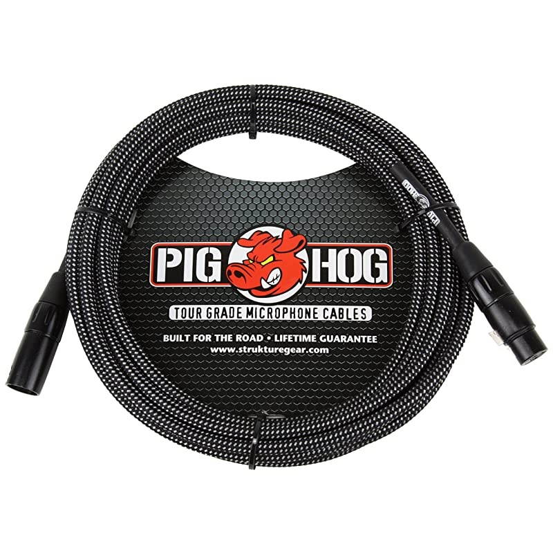 PHM20BKW BlackWhite Woven High Performance XLR Microphone Cable 20 Feet