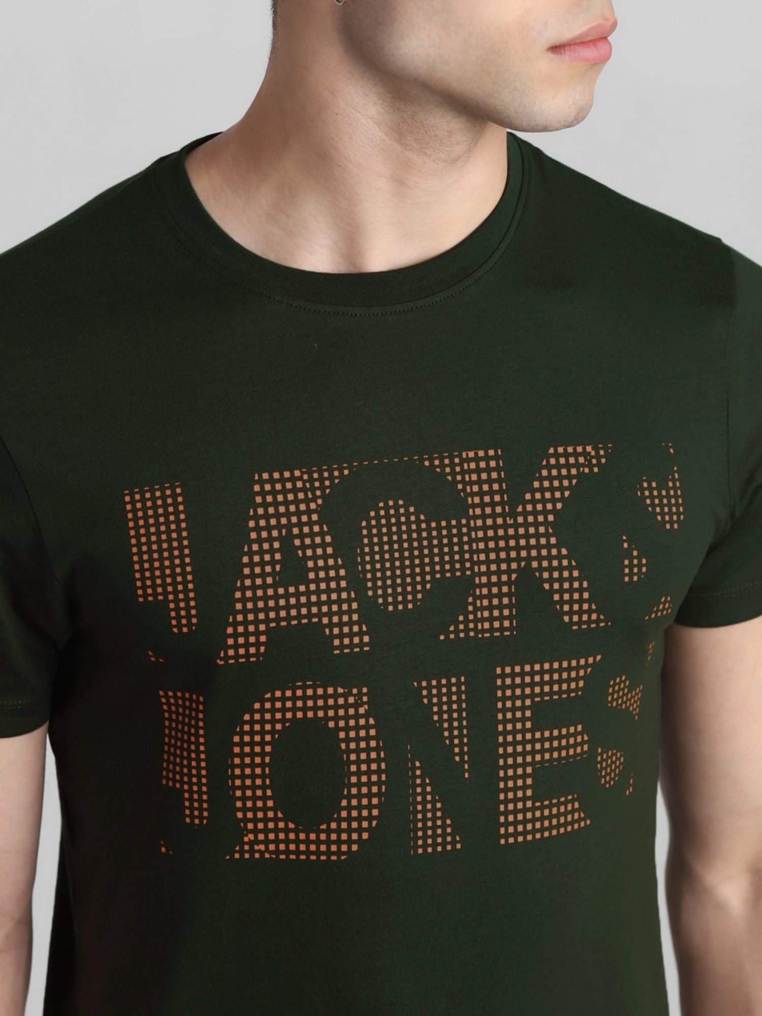Jack & Jones Forest Night Cotton Slim Fit Printed T-Shirt