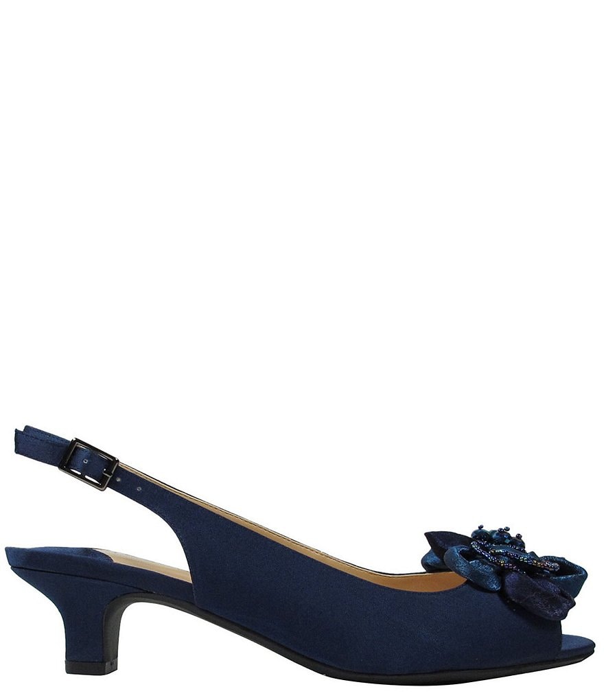J. Renee Leonelle Embellished Bow Slingback Peep Toe Pumps