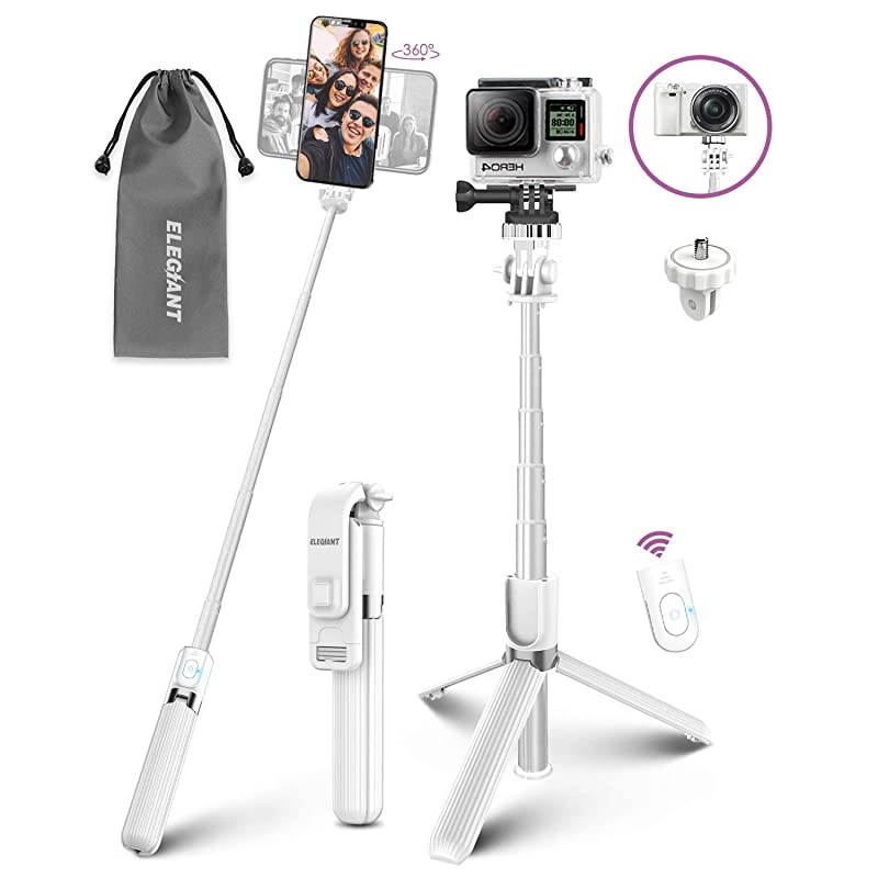 Selfie Stick Tripod,  Lightweight Aluminum All in One Extendable Selfie Stick Bluetooth with Remote Compatible with iPhone 12/12 Pro/XS Max/11/XS/XR/8P, Galaxy S20/S10/S9, Gopro, Small Camera