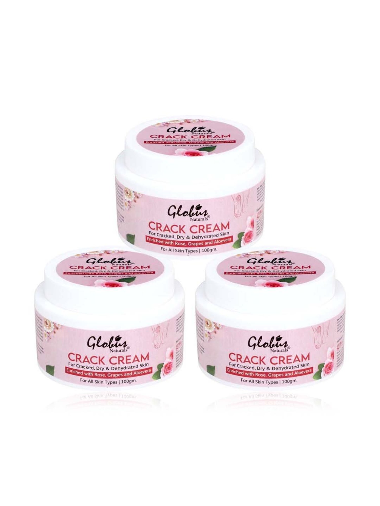Globus Naturals Crack Cream for Dry Cracked Heels & Feet - 100 gm (Pack of 3)