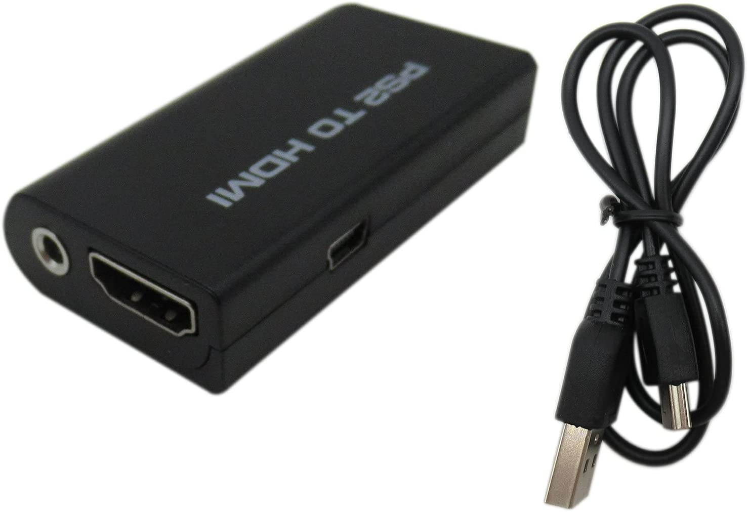 Xspeedonline PS2 to HDMI Converter Adapter Video Converter PS2 to HDMI Converter with 3.5mm Audio Output for HDTV HDMI Monitor Supports All PS2 Display Modes