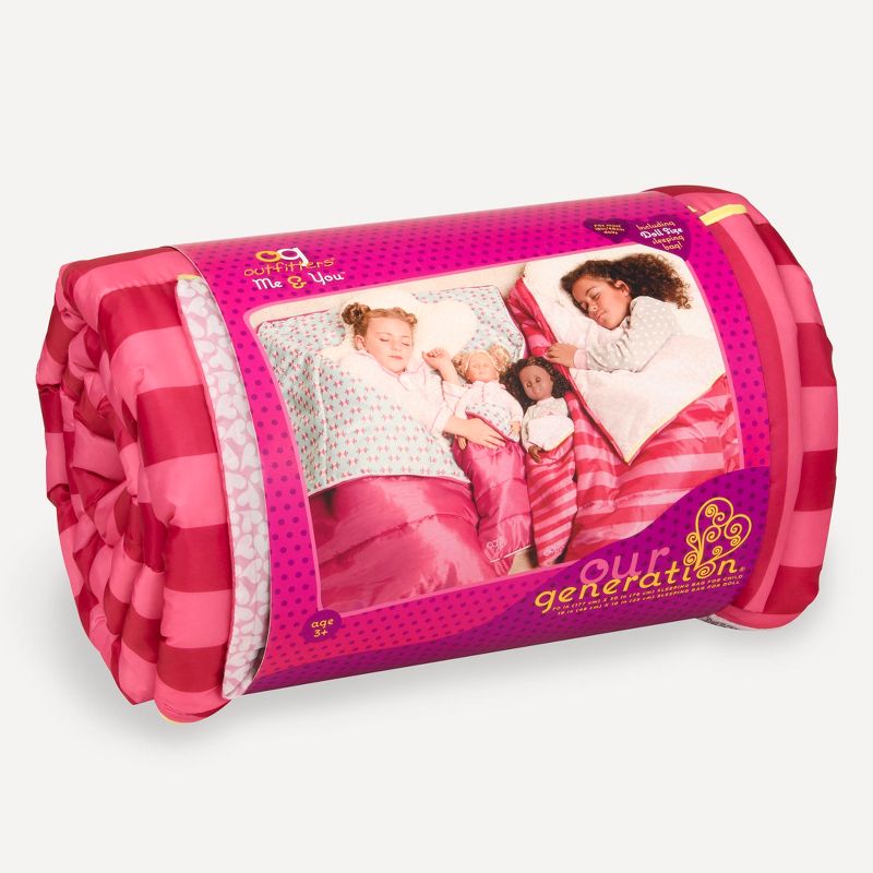 Our Generation Me & You Sleeping Bag with Pink Stripes Accessory Set for 18" Dolls