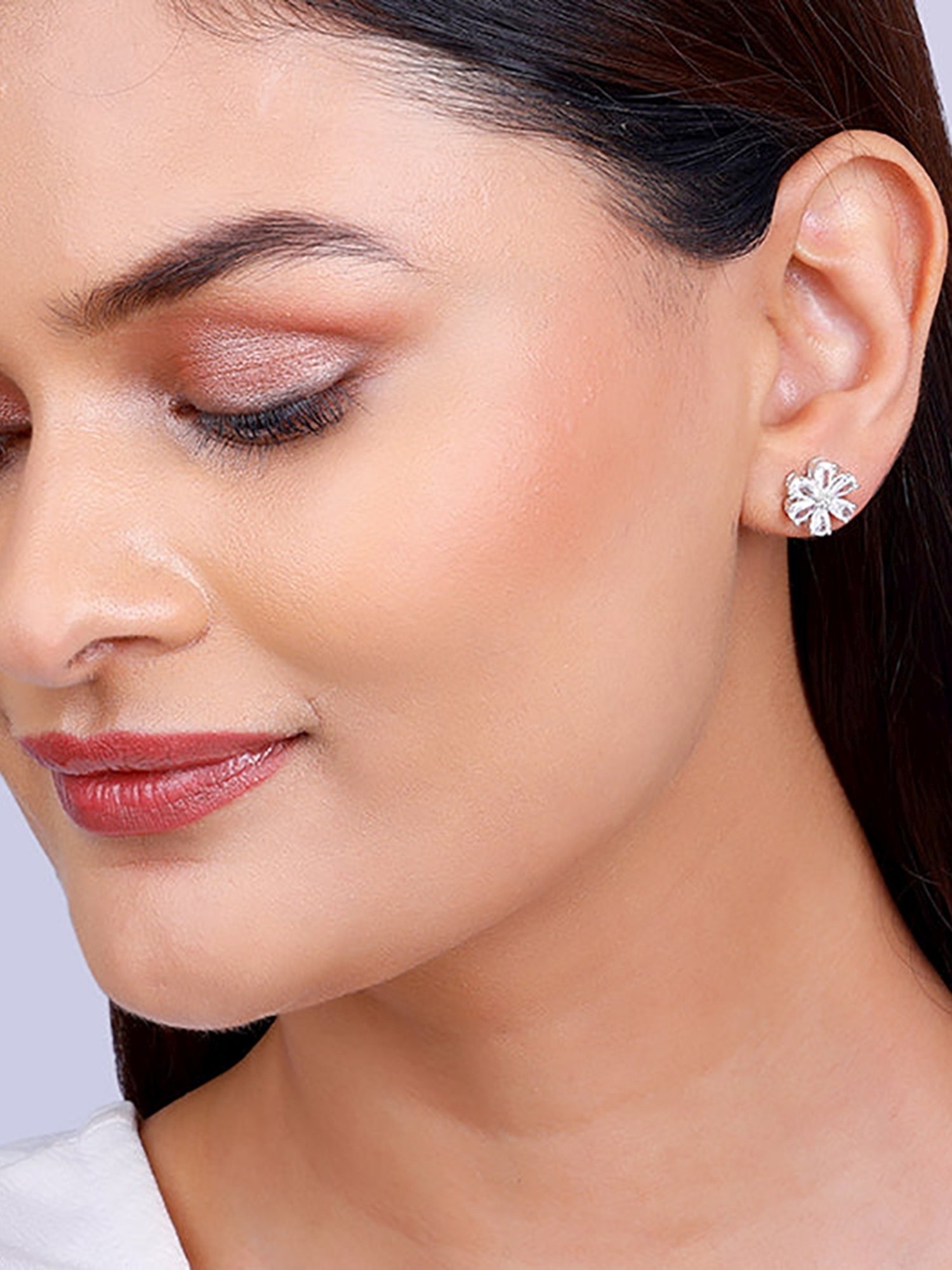 GIVA 92.5 Sterling Silver Virtuous Flora Stud Earrings