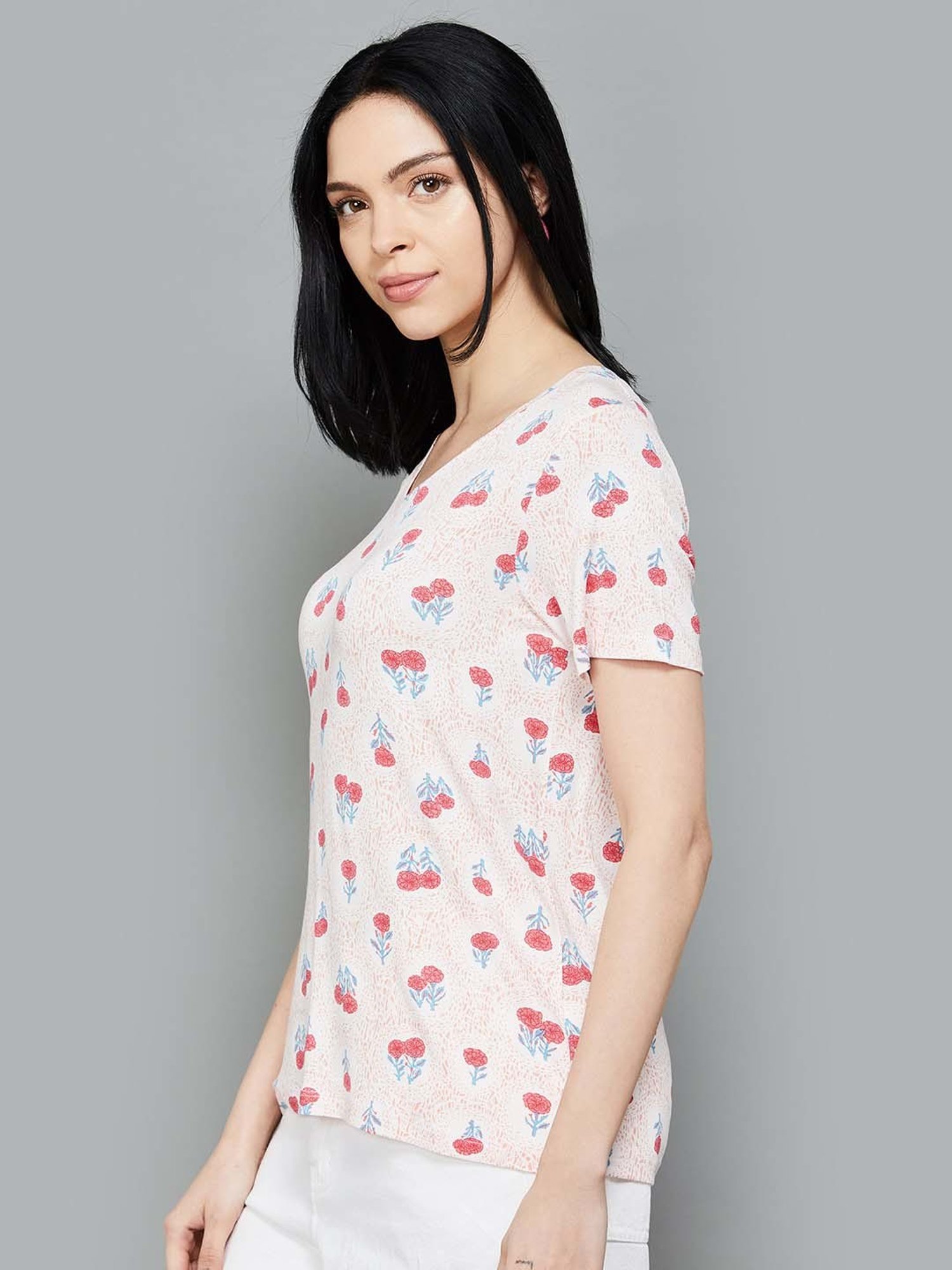 Colour Me by Melange Pink Printed T-Shirt