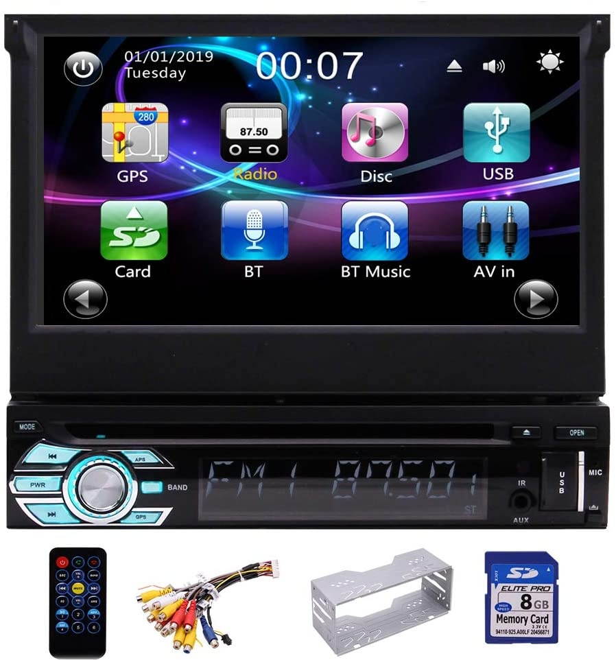 EINCAR Single Din Car DVD Player 7inch GPS Navigation System 1 Din Car Radio Capacitive Touch Screen Bluetooth Stereo Support Mirror Link FM AM RDS SWC USB SD CAM-in