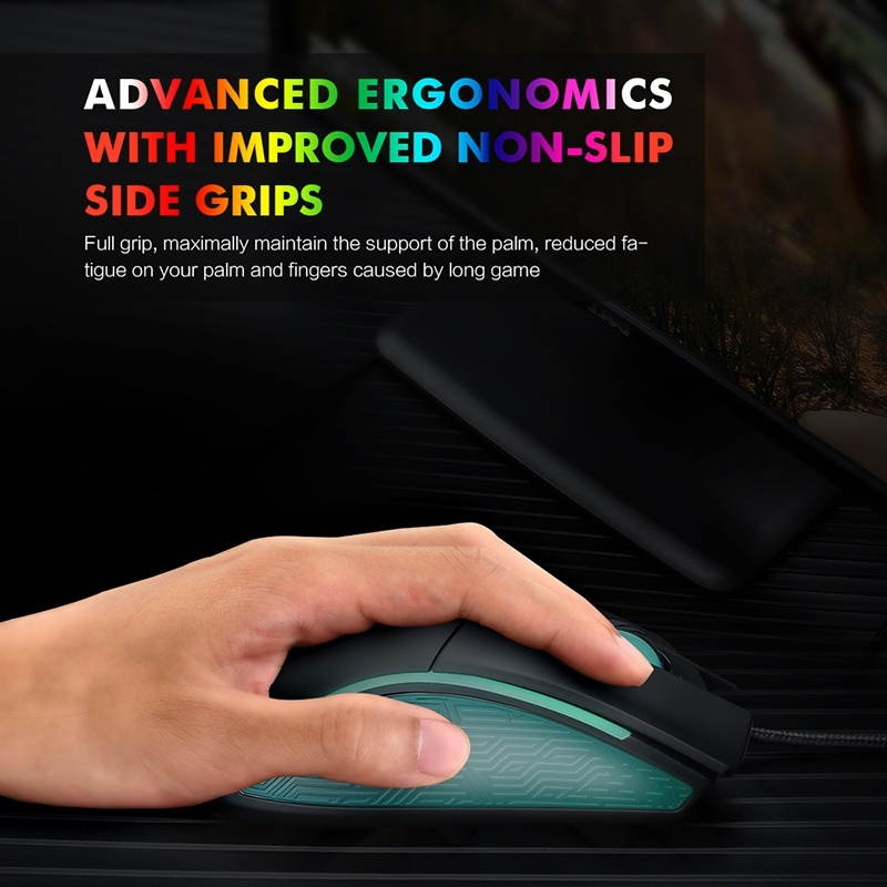 Inphic 4800DPI 8 Keys Game Marquee Mechanical Macro Programming Office Mute Wired Mouse, Cable Length: 1.5m