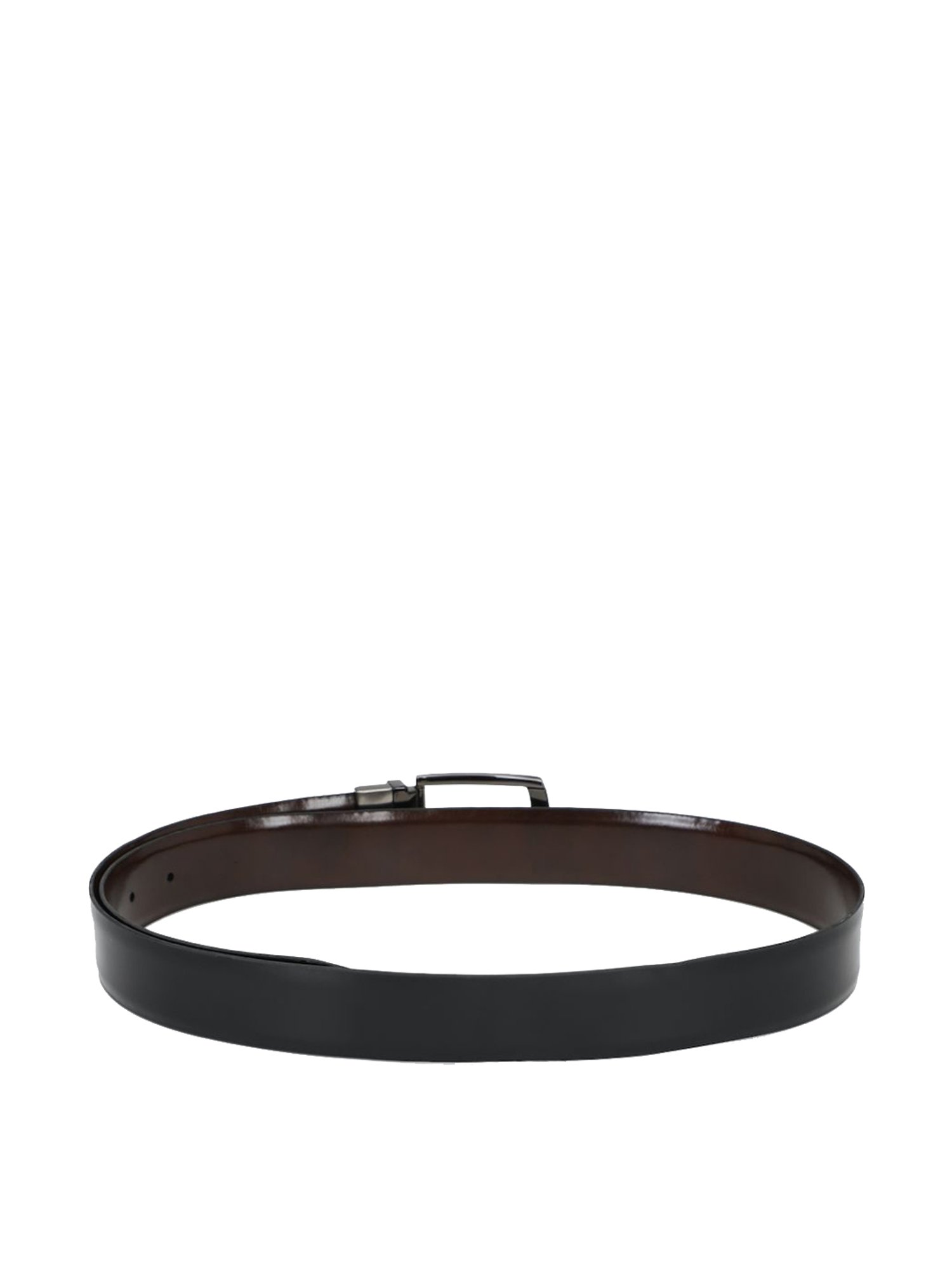 Louis Philippe Black Leather Reversible Belt for Men