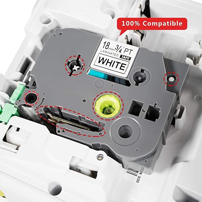 Replacement for Brother PT Label Tape TZ TZe Tape 18mm 0.7 Laminated White TZe-241 TZ-241 for Brother Pt Label Maker PTD400 PT-D400AD, 3/4 Inch x 26.2 ft, Black on White, 6 Pack