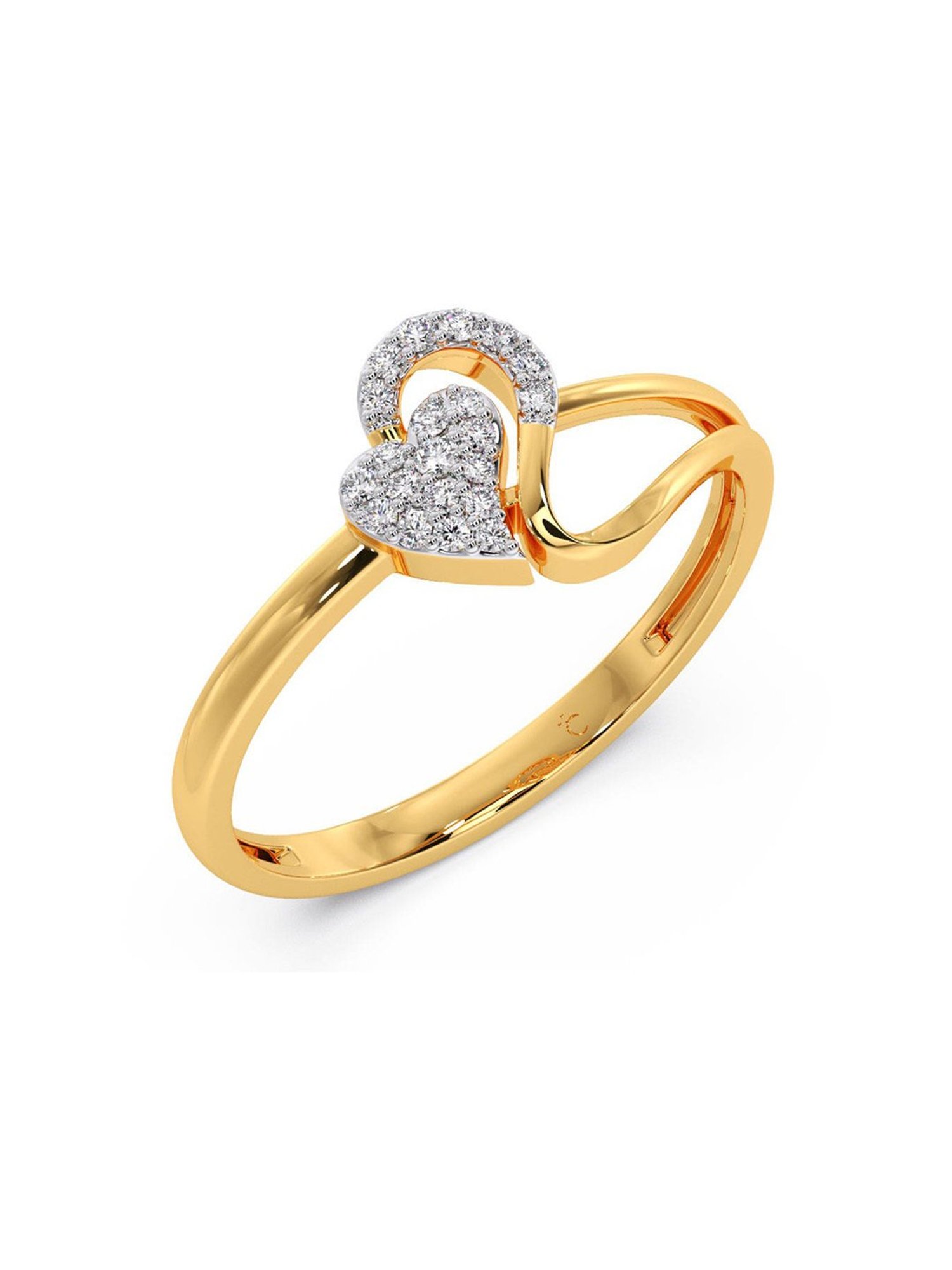 Candere by Kalyan Jewellers 14K Yellow Gold Swan Heart Diamond Ring for Women