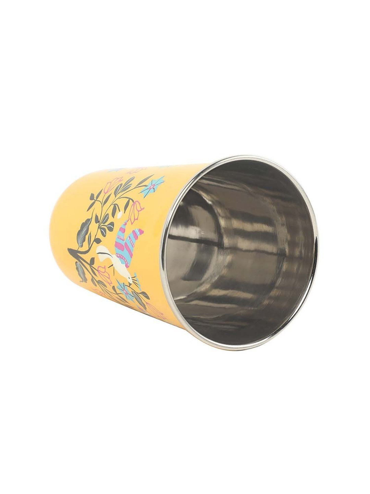 Chumbak Heartfelt Birds Yellow Stainless Steel Tumblers - Set of 1