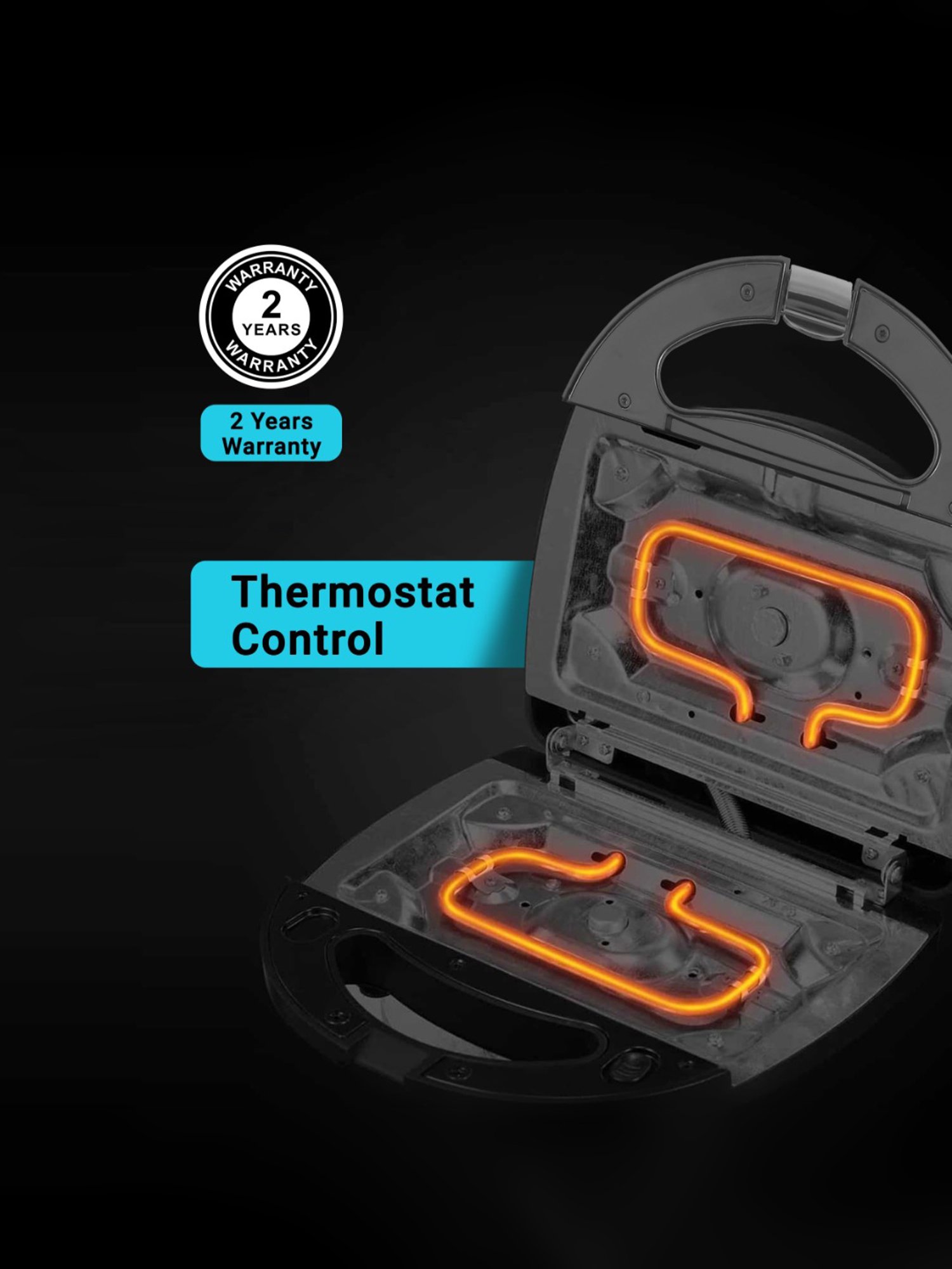 BLACK+DECKER TS2080 2 Slice Interchangeable Multi Plate Sandwich Maker750W (Black)