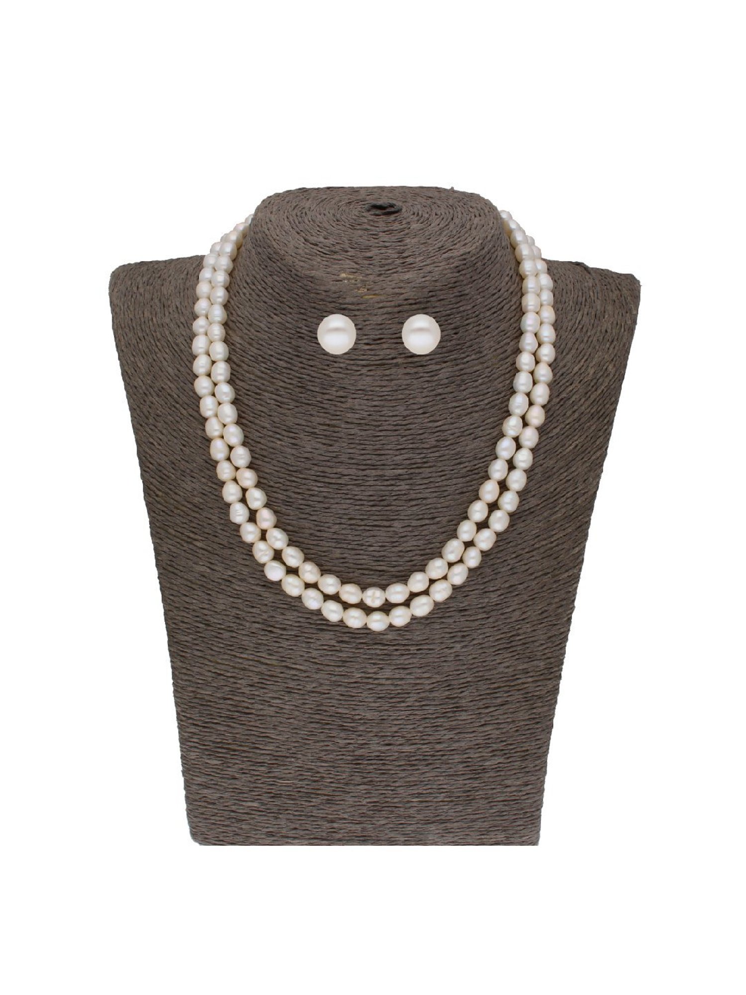Sri Jagdamba Pearls White Alloy Classic Necklace & Earring Set