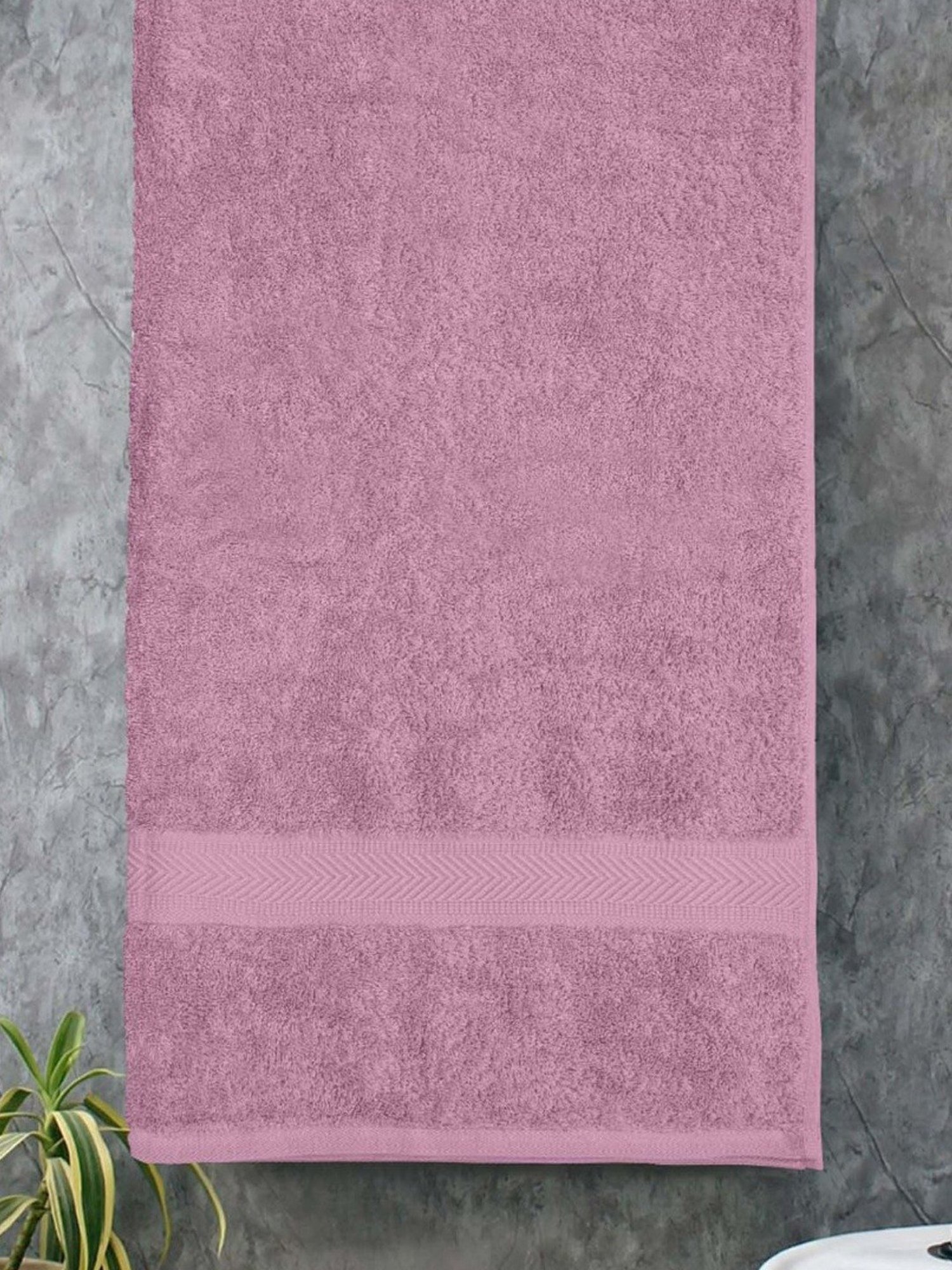 Haus & Kinder Self Pink & Lilac 500 GSM Cotton Bath Towel - Set of 2