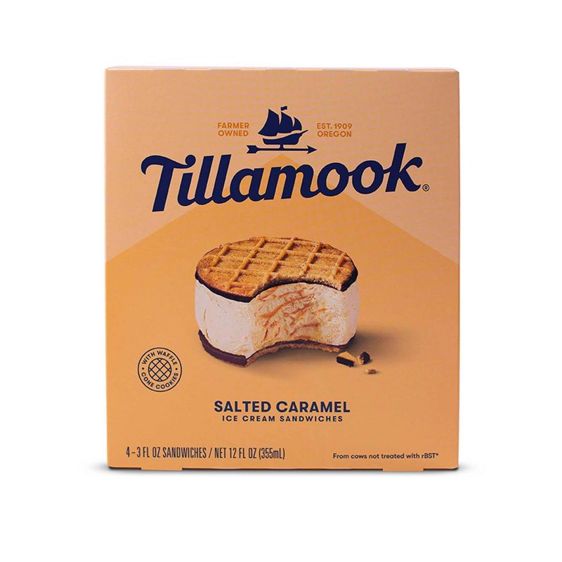 Tillamook Salted Caramel Ice Cream Sandwich - 12oz/4ct