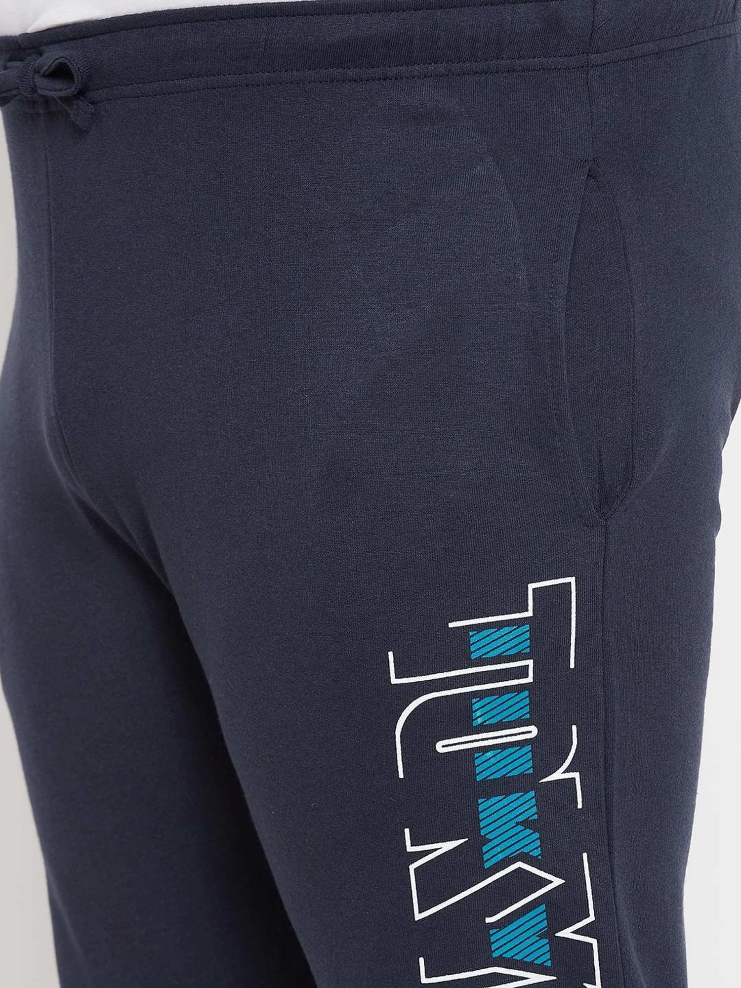 Bigbanana Navy Blue Cotton Regular Fit Printed Trackpants