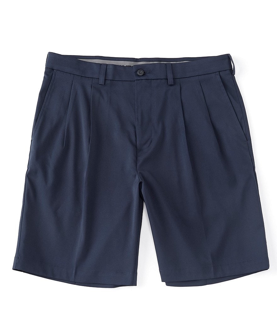 Roundtree & Yorke Big and Tall Performance 9#double; and 11#double; Inseam Flat Front Herringbone Print Shorts