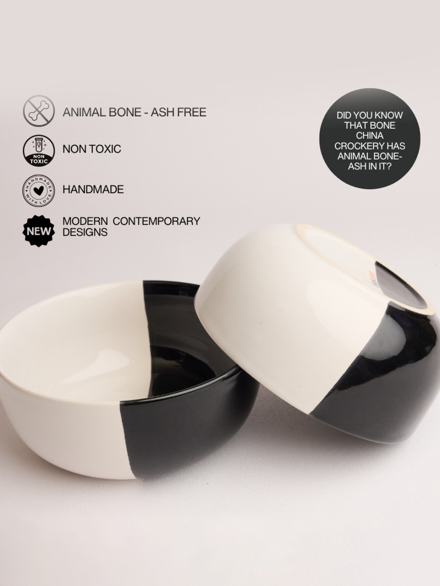 BlackCarrot Black & White Ceramic Dip Bowls Set of 2