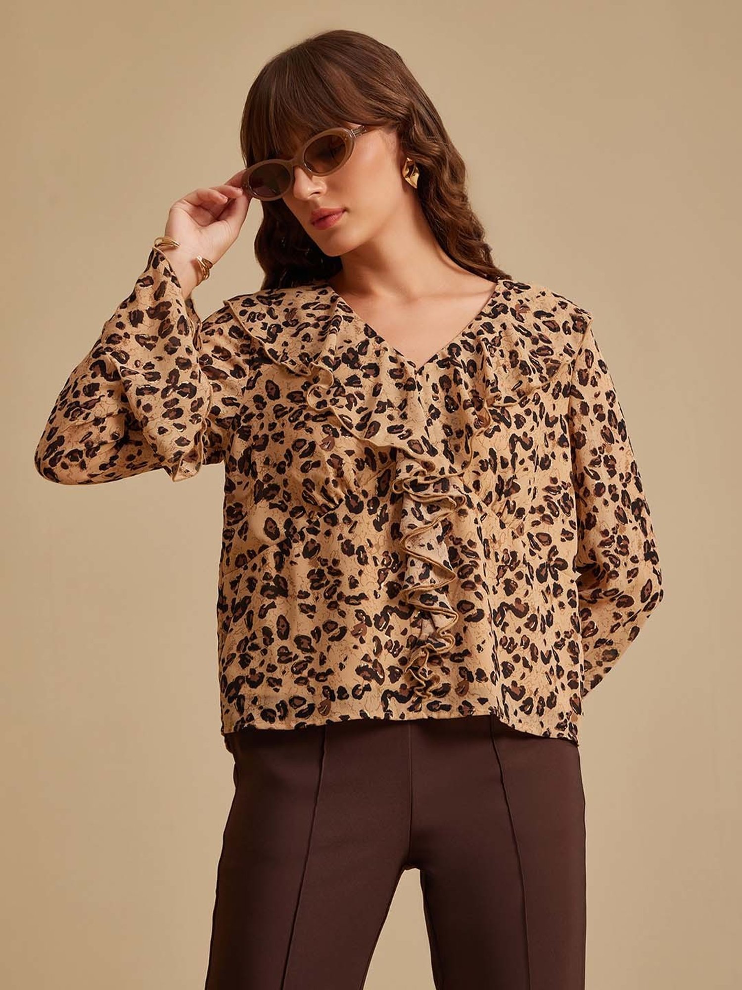 Kazo Beige Printed Top