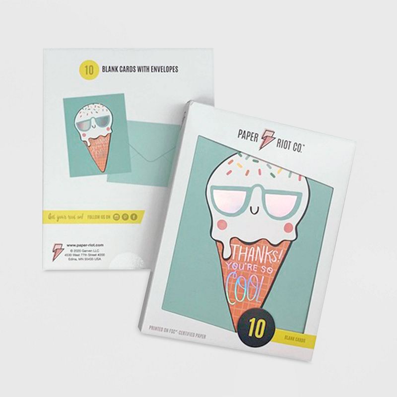 10ct "Thanks! You're so Cool" Ice Cream Boxed Card Set