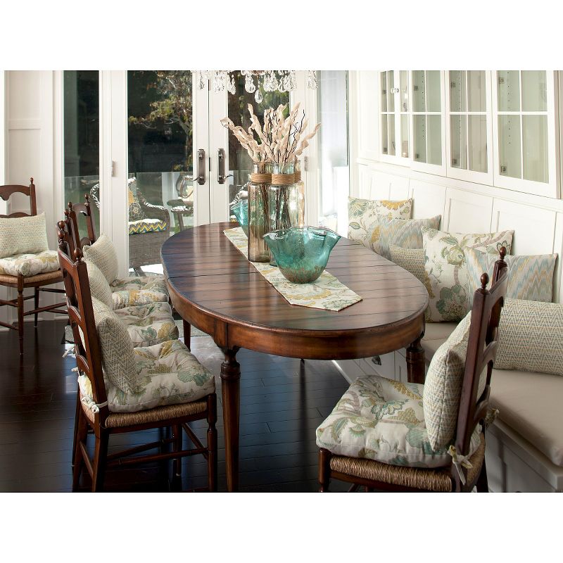 Blue Finders Keepers Peacock Reversible Chair Pad (Set Of 2) (16"X15.5") - Pillow Perfect