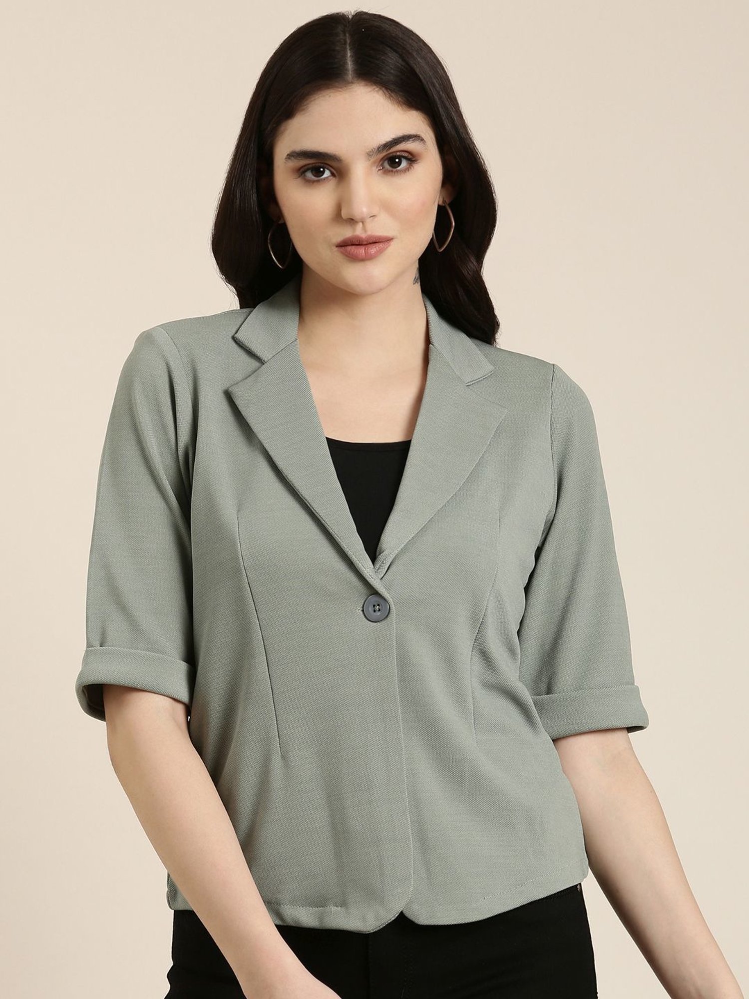 SHOWOFF Sea Green Cotton Blazer